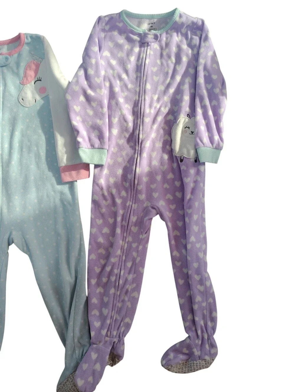 Carter's Pink, Light Blue & Lavender Footed One-Piece Sleepers Lot Of 3 Size 4T